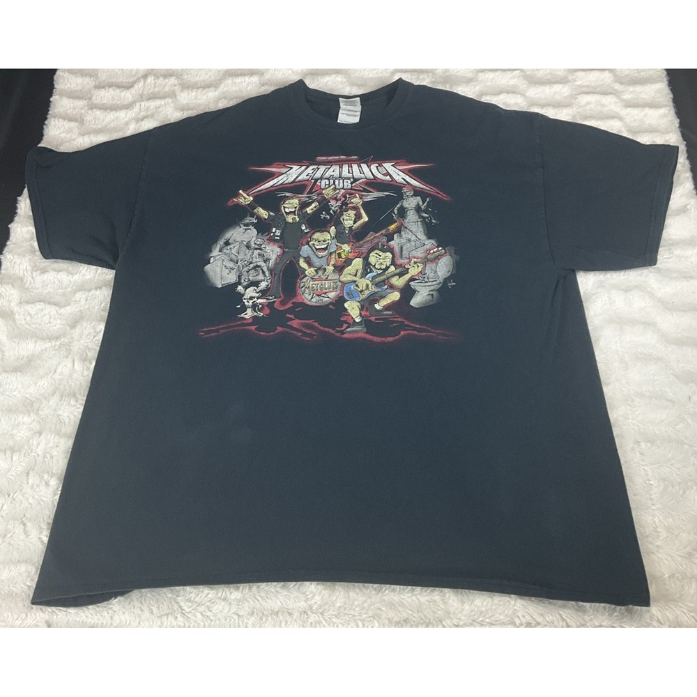Metallica Club 2014 Shirt Mens 2XL Black Cartoon Band Graphic Tee T-Shirt Gildan